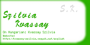 szilvia kvassay business card